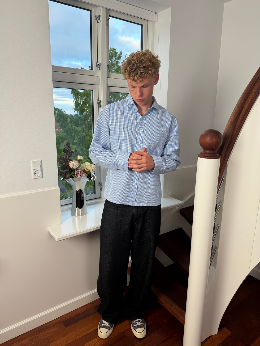 Checkered Shirt - Blue — model